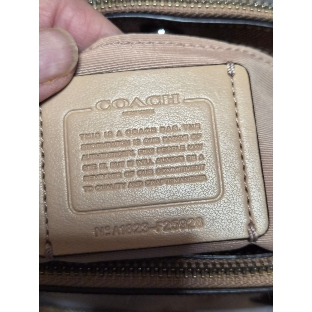 Coach Metallic Champagne Gold Crossgrain Leather Satchel Crossbody Bag - Picture 10 of 12